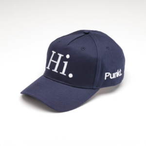 Punkt. Baseballcap mit der Aufschrift ‘Hi. Human intelligence’, blau